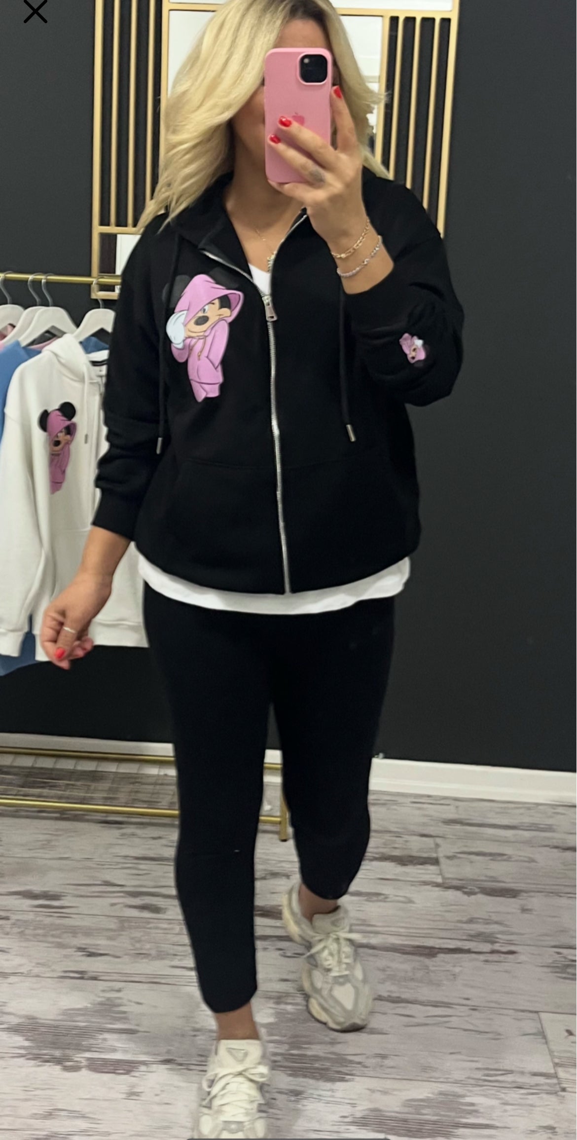 Mickey Mouse Kapşonlu Fermuarlı Sweatshirt