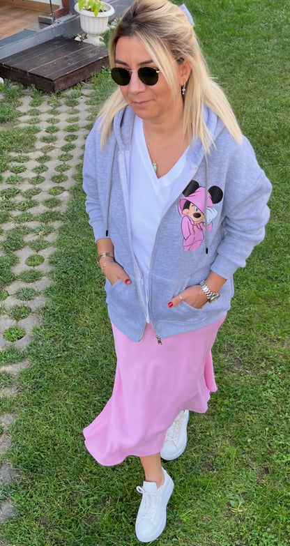 Mickey Mouse Fermuarlı Kapşonlu Sweatshirt