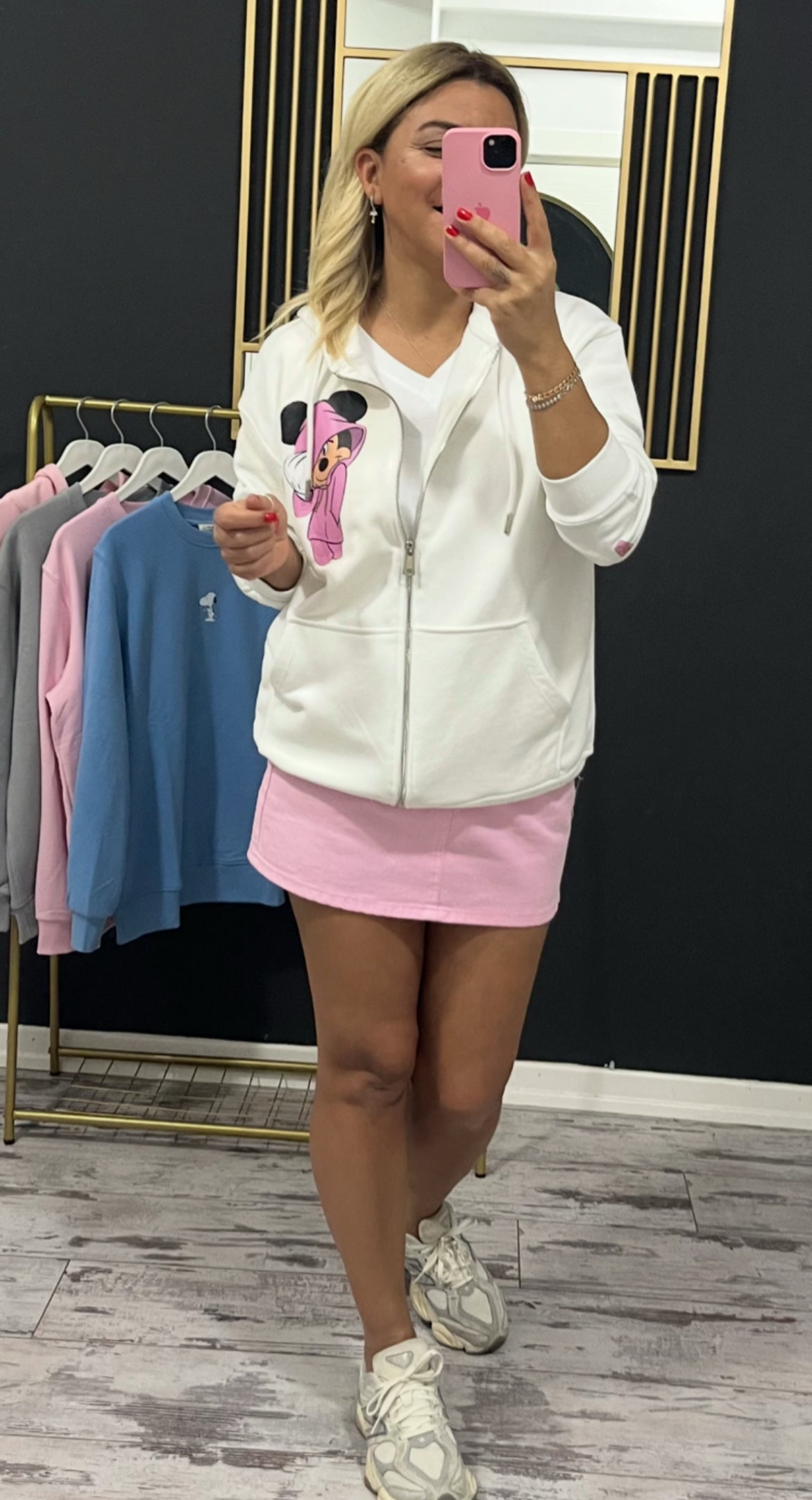 Mickey Mouse Kapşonlu Fermuarlı Sweatshirt