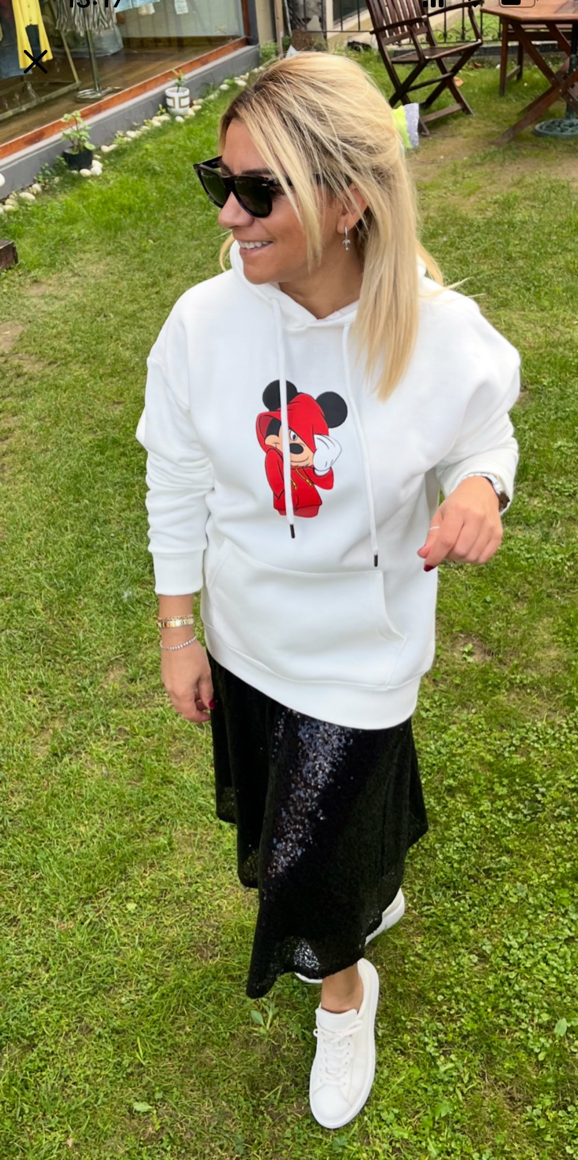 Mickey Mouse Tasarım Kapşonlu Sweatshirt
